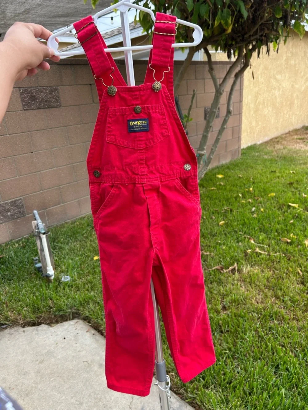 Vintage OshKosh B'gosh Bright Red Canvas  Kids Overalls